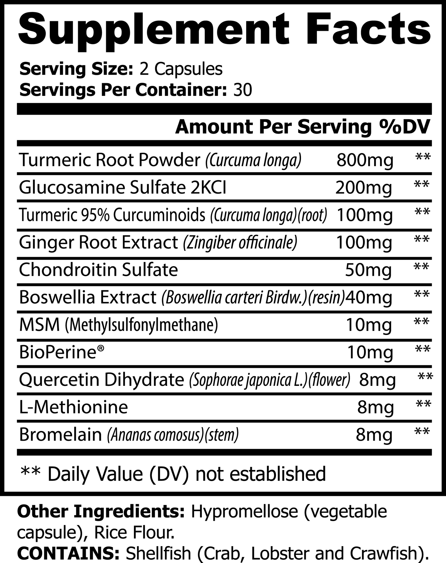 100% Natural Turmeric Health Supplement